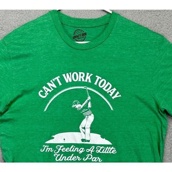 Crazy Dog T-Shirts Other - Crazy Dog Shirt Adult Medium Green Graphic Golfer Print T-Shirt Short Sleeve Men